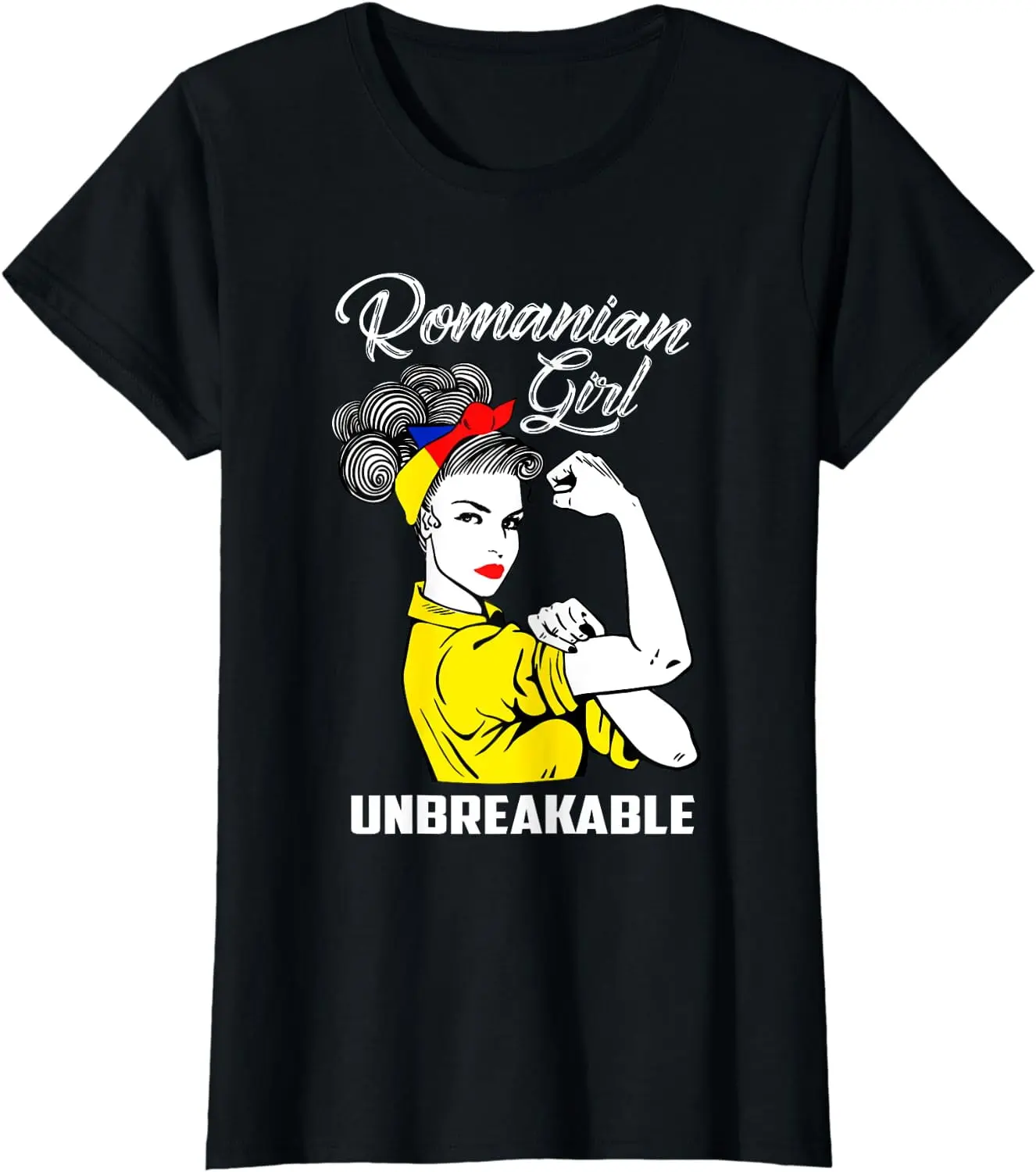 Romanian Girl Unbreakable Heritage Romania Flag Gift Summer Casual Shortsleeve Cotton T-Shirt
