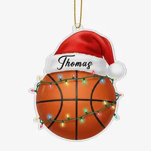 Personalized Basketball Acrylic Ornament, Custom Name Basketball Lover Christmas Keepsake Holiday Hanging Decor