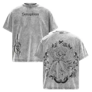 Seraphim Angelic Wings Vintage Washed T-Shirt | Celestial Warrior Graphic Tee