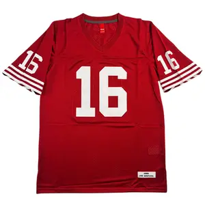 90s 1989 Men's Short Sleeve #16 Sewing embroidery Classic V-neck red football jersey Outdoor sportswear mesh ventilation Suitable for daily rugby training matches Montana - A Timeless Fan Favorite Halloween Christmas gift Cheap High Quality