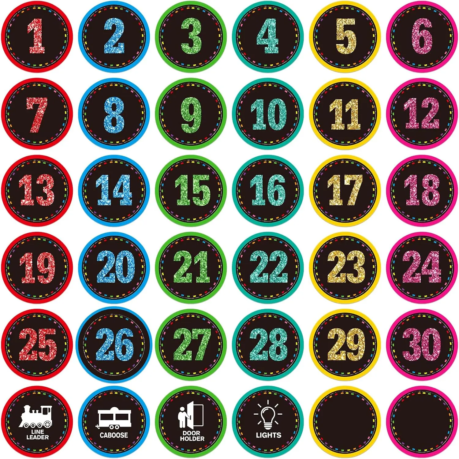 Classroom Line Up Dots - 4" Confetti Line up Spots for Classroom Floor 36 count Number Stickers Floor  Number Dots for    Teaching Supplies