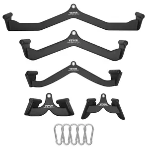 fathersdaygift VEVOR LAT Pulldown Attachments, Cable Machine Rowing T-bar V-bar 5 Set, Tricep Pull Down Bar, Back Strength Training Rubber Coated Handle Grip, Bicep Curl Tricep Lat Pulldown Bar for Home Gym Fitness