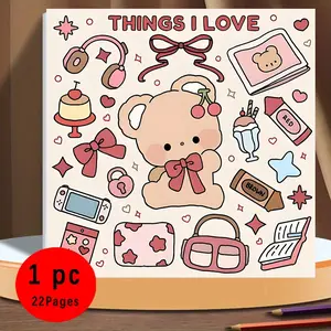 Things I Love Cute Kawaii Coloring Book for Kids & Adults - 22 Easy Aesthetic Cozy Life Coloring Pages, 120gsm Thick No Bleed Paper, Non-Toxic Odorless, Glue Binding, Perfect for Stress Relief