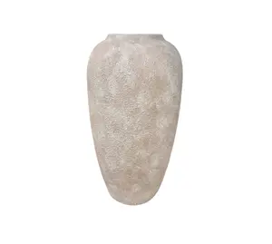 Minimalist Modern Ceramic Vase 12" tall - Hand-Painted Beige washed