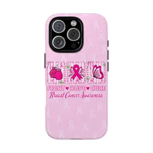 Cancer Pink Ribbon Themed Phone Case Premium Matte Texture, Protection, Shockproof, Anti-Drop, Anti-Fingerprint For IPhone 17-12, Pro Max, Pro Plus, and Samsung S25-22 Protection Safety