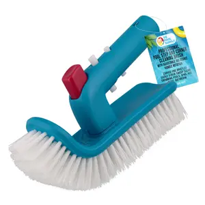 Professional Pool Step and Corner Cleaning Brush with Adjustable 180 Degree Handle Rotation, Scrub Clean Swimming Pools Spas Hot Tubs