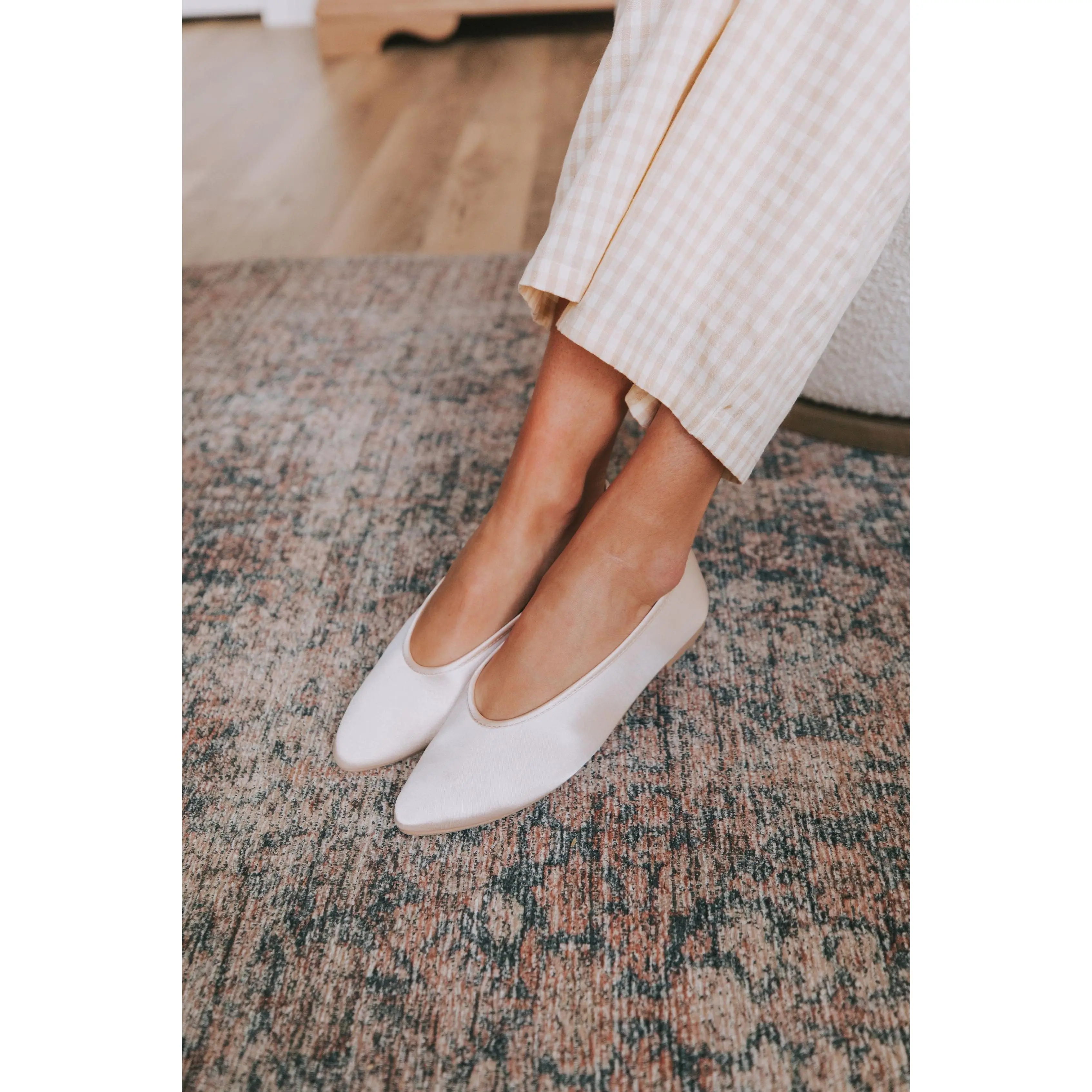 Women's Satin Fabric Ballet Flats - Comfortable Almond Toe Slip-On Shoes with High Topline, 0.5-in Heel, Natural Fit, True to Size for Everyday Wear, 0.5 Inches, Pointed Toe