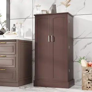 Multifunctional Storage Cabinet 47" Pantry Cabinet, Kitchen Pantry Storage Cabinet With Doors & Adjustable Shelves, Brown Freestanding Buffet Cupboards Sideboard