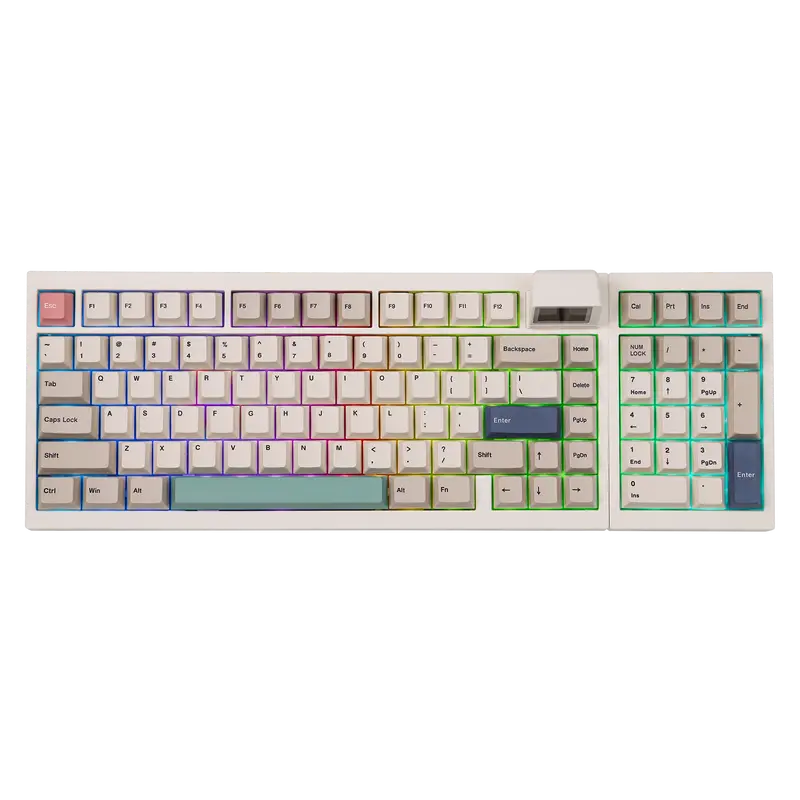 EPOMAKER RT98 Creative Modular Retro Gaming Keyboard - Detachable Numpad, Magnetic Mini TV Screen, Hot-Swappable Switch, Tri-Mode BT/2.4G/USB-C, Custom Driver, RGB Backlit, PBT Keycap, Creamy Mechanical Keyboard for Win/Mac (Back to School), Creamy Keyboa