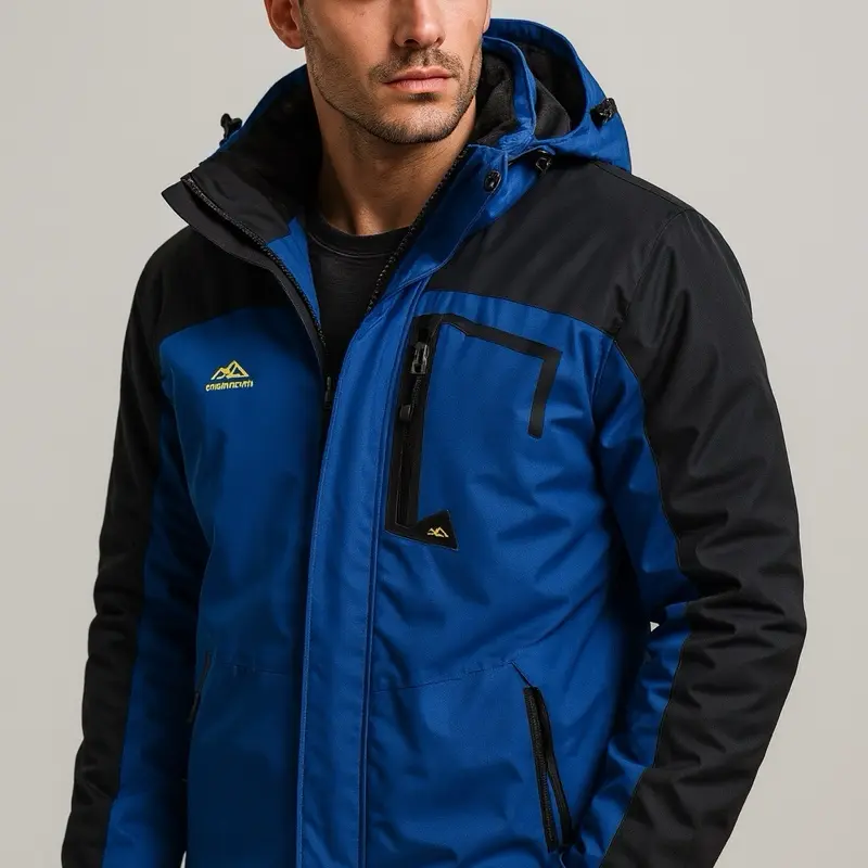 Premium Red & Black All-Weather Tech Jacket for Men – Windproof, Warm, Multi-Pocket Outdoor Wear