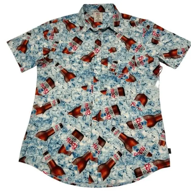 Vintage Beer Inspired Hawaiian Shirt, Tropical Aloha Button Up Shirt, Unisex Beach Shirt