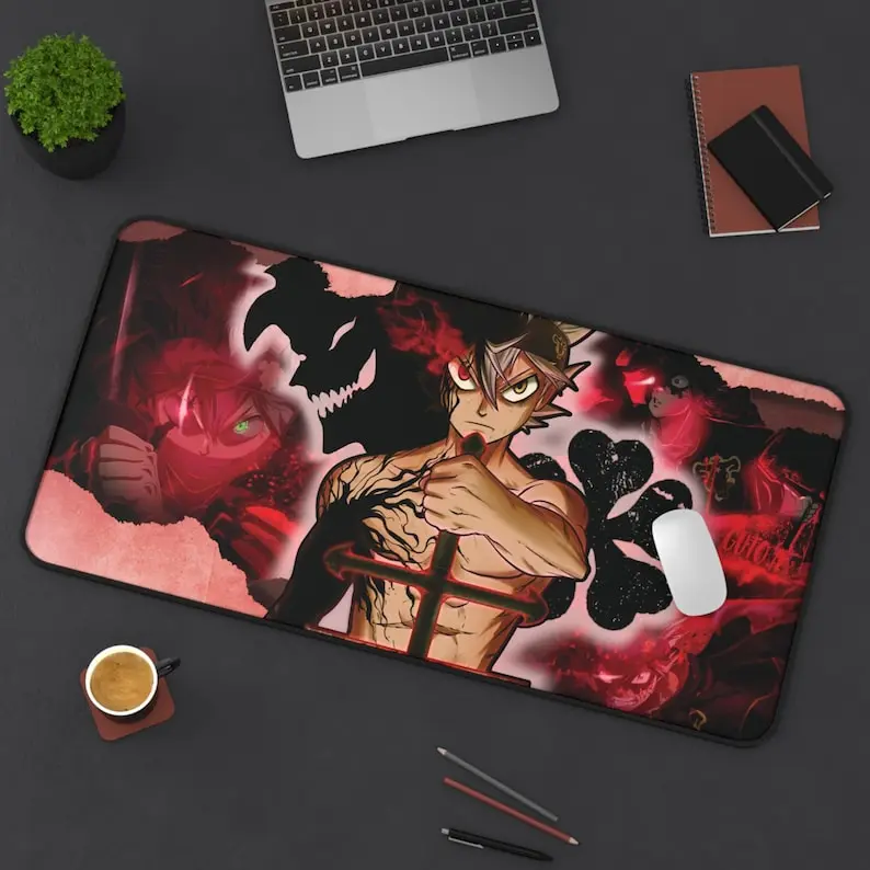 Black Clover Asta Anti Magic Large Mouse Pad Office Decor Cool Anime Desk Accessories Gift for Gamers Fans