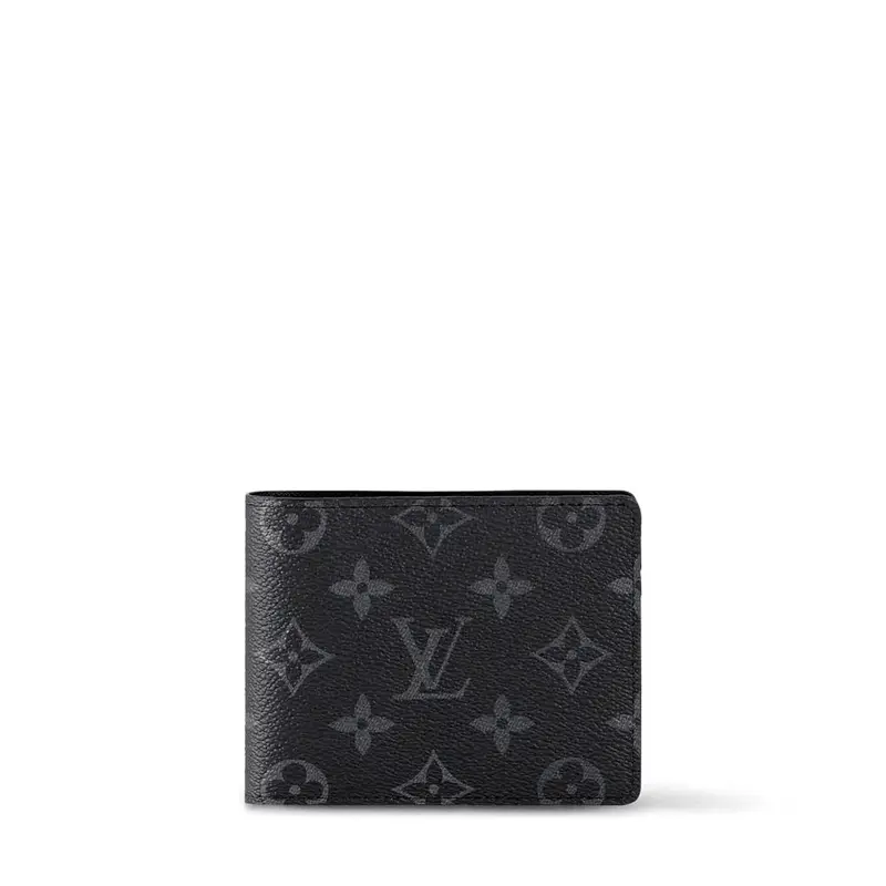 ‮ nottiuV siuoL  ‬     X  Wallet Black  Multiple LEATHER Small  leather goods  Multiple Wallet Monogram  Canvas & Grained  Black Classic Cowhide Leather Business Style, Elegant Fashion, Fashionable Wallet, Business Style Wallet