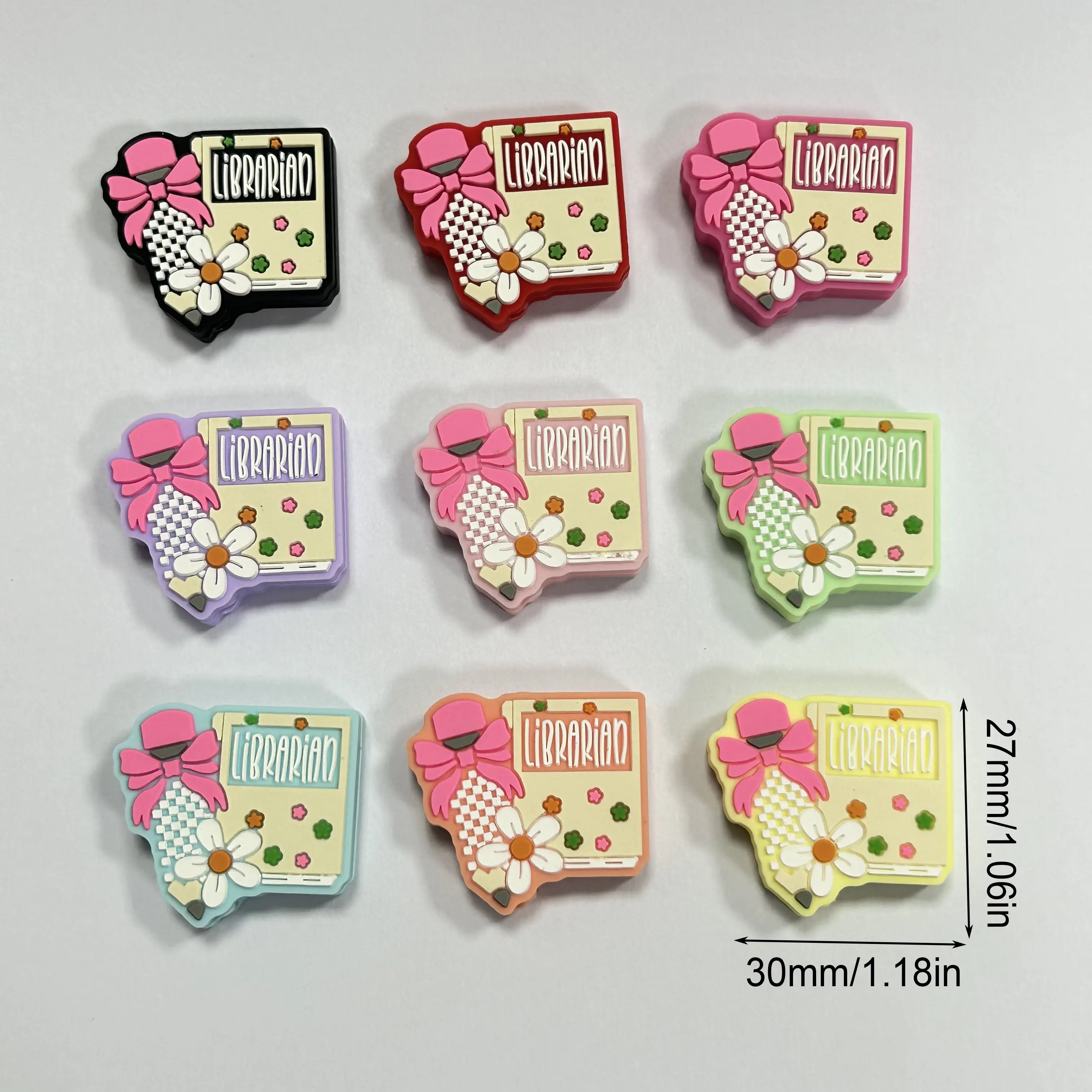 9-Piece Silicone Focusing Beads with Books, Creative Designs - DIY Beads Making, Charms Making Supplies for Pen Decorations, Keychain Accessories