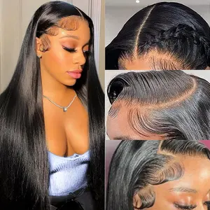 CUTE BEIN 13x6 Lace Front Wigs Human Hair for Women Pre Plucked Straight & Body Wave HD Lace Frontal Wigs Natural Black Color Medium Cap Size 22.5inch Glueless Wig