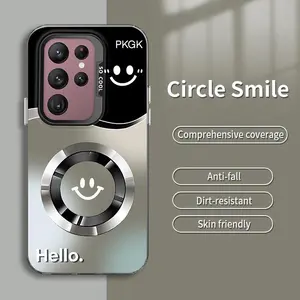 Suitable for [Galaxy S24 Ultra 5g] New high-end gradient magnetic smiley face IMD mobile phone case New business simple soft silicone mobile phone case with magnetic function Affordable price Anti-drop and anti-fingerprint 995