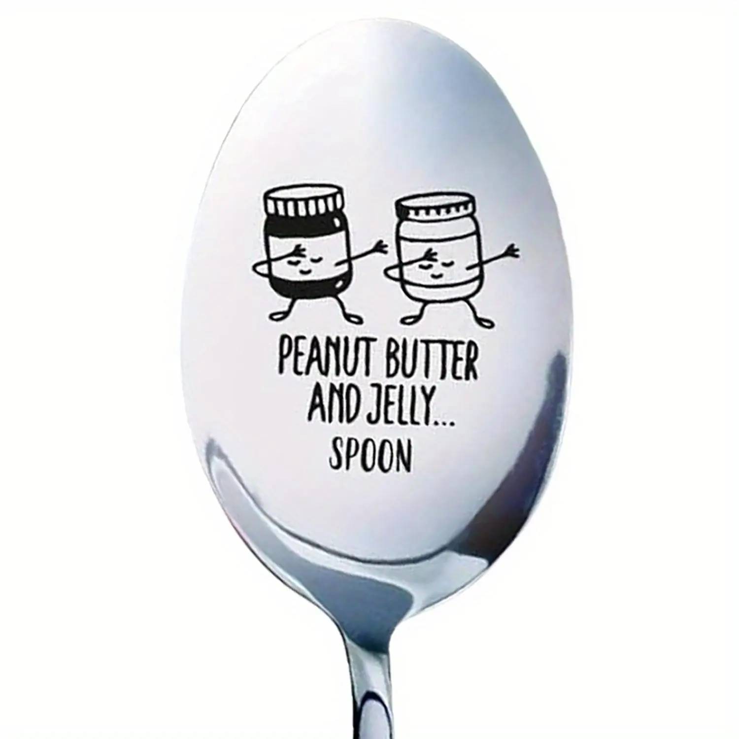 Stainless Steel Spoon, Cute Peanut Butter & Jelly Pattern Spoon, Dessert Spoon, Kitchen Utensils for Home School Dormitory Picnic