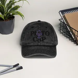 Pluto Cap astrology Pluto Capricorn placements astro symbol transit Vintage Cotton Twill Cap Hat - Intricate Embroidery Detail