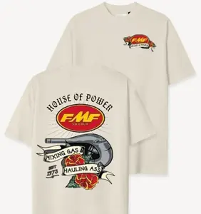 FMF House Of Power T-Shirt, Vintage Racing Style For Moto Enthusiasts, Unisex Comfort Fit, Mixing Gas & Hauling Ass Graphic Tee, Full Sizes