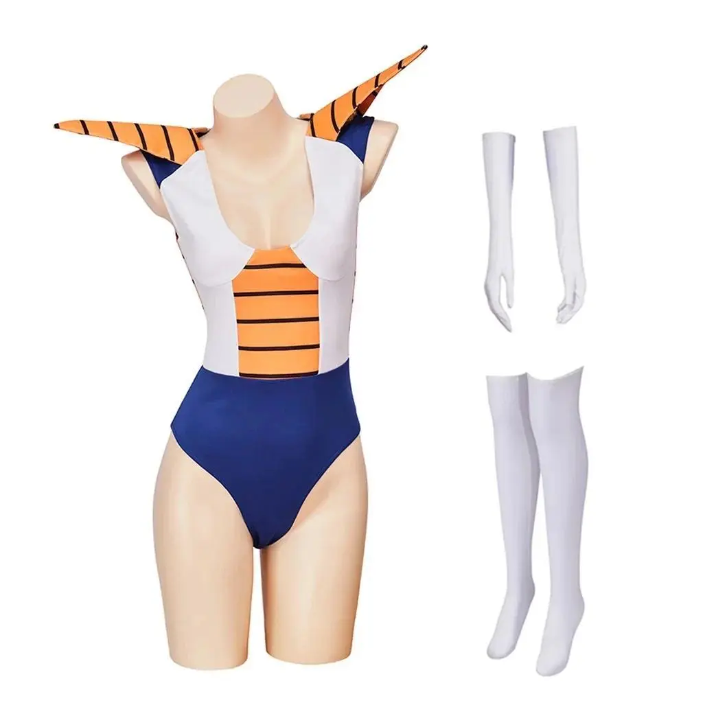 Women's Vegeta Saiyan Cosplay Bodysuit Full Set with Gloves, Stockings, Battle Rompers, Accessories for Halloween, Carnival Parties - Festive Party Supplies Cosplay Outfit