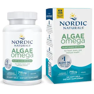 Nordic Naturals Algae Omega 120 Soft Gels 715 mg Omega-3 Certified Vegan Algae Oil
