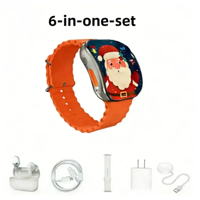 【Orange Color】2026 Smart watch Kit for Men and Women with Bluetooth Headphones, Type-C Cable, Audio Support,Message Reminder, Step Counter, Alarm, Timer, Music Control, Comfortable Strap, Compatible with Most iOS and Android Smartphones,Father's Day gift