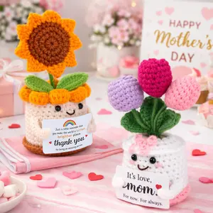 Mini Birthday Gifts for Mom, Mom Gifts from Daughters Remember I Love You MOM, Handmade Crochet Cute Small Sunflower Tulip Gifts, Mother's Day Gift for Mom from Daughter, Son, Mothers Day for Mom