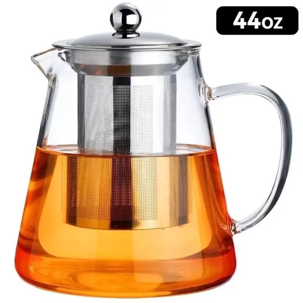 Borosilicate Glass Stovetop Teapot 44oz/1300ml w/Removable Steel Inf
