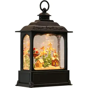 Eldnacele Musical Snow Globe Lantern with Timer, Lighted USB/Battery Operated Swirling Singing Water Glittering Lantern, Snow Globes for Adults and Kids Christmas Decoration- Santa