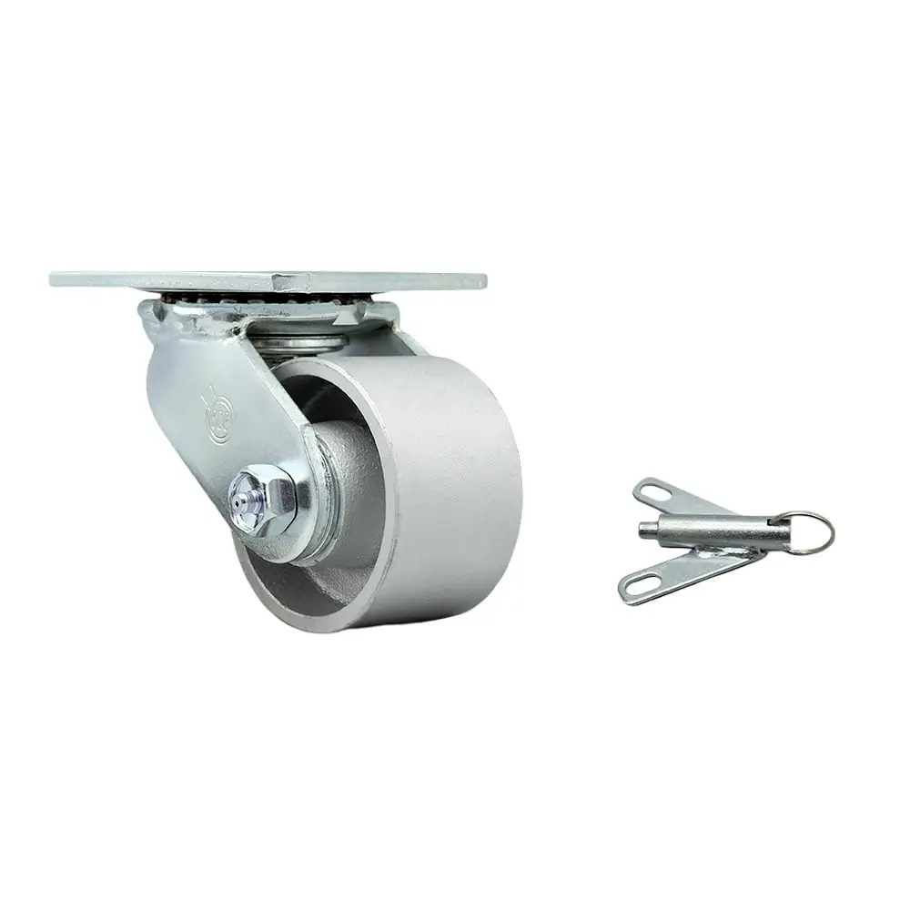 Service Caster SCC-30CS3420-SSB-BSL Heavy Duty Swivel Top Plate Caster with Bolt on Swivel Lock & 3.25 in. Semi Steel Cast Iron Wheel with Ball Bearings - 700 lbs Capacity per Caster