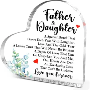 Dad Gifts from Daughter,Thank You Gifts for Dads Fathers Day Birthday Christmas,Unique Father Gift Ideas,Father and Daughter Acrylic Heart Decorative Plaque