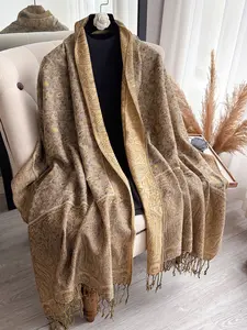 Women's Boho Paisley Print Scarf, Fashionable Woven Headscarf Shawl, All-Seasons Accessory, Moderate Fabric Thickness, Fitted Style, Tassel Decor Scarf