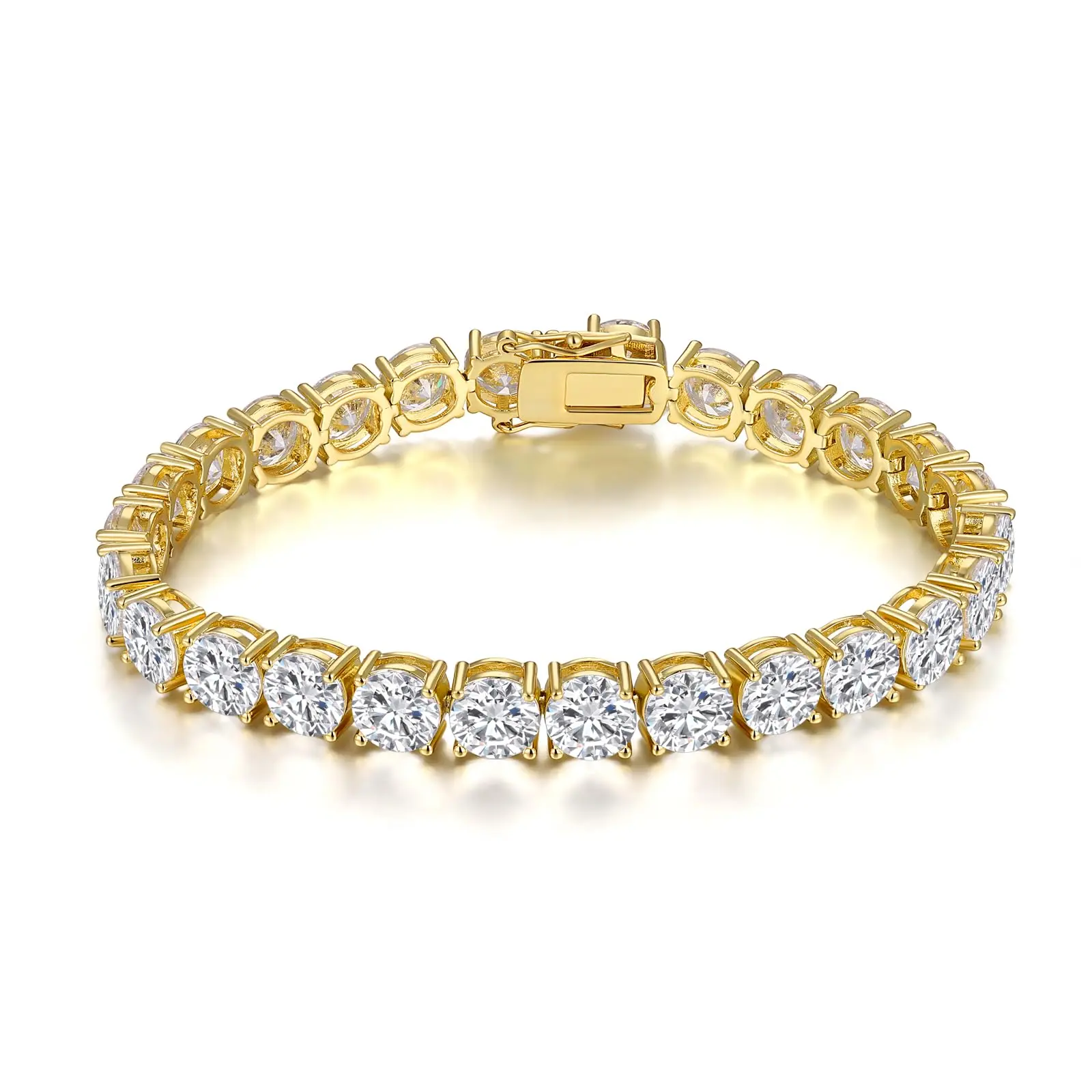 MDFUN 5mm Tennis Bracelet for Women and Men, 18K White/Yellow Golden Plated, 5.0mm Round Cubic Zirconia Classic Bracelet