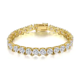MDFUN 5mm Tennis Bracelet for Women and Men, 18K White/Yellow Golden Plated, 5.0mm Round Cubic Zirconia Classic Bracelet