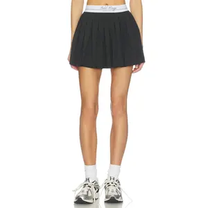 Gold Hinge Sport Pleated Tennis Skirt in Black