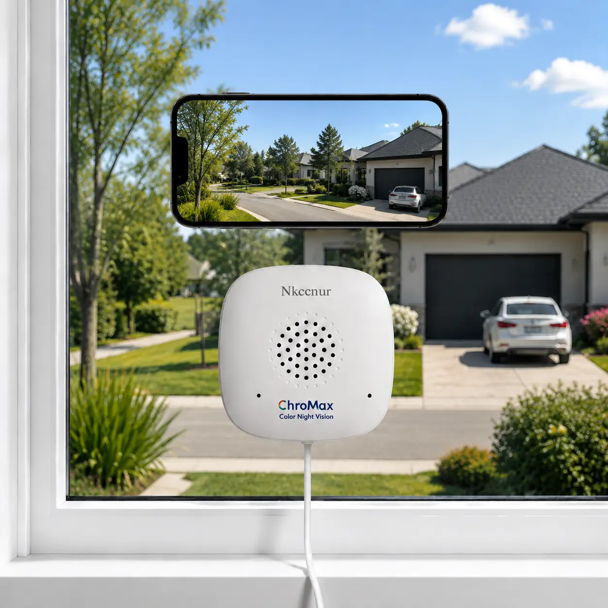 NKCCNUR 3MP Ultra HD with no blind spots day or night, black‑light night vision as bright as daylight, drill‑free 3‑minute installation, Bluetooth connection with zero technical barriers, AI‑triggered alerts in seconds【Nkccnur】
