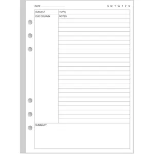 Filler Paper for A5 Binder - 6 Hole Notes Refills Paper, 50 Sheets/100 Pages, 100gsm, White, 5.8'' x 8.5''