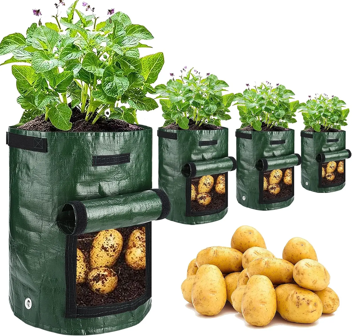 Portable Vegetable Grow Bag Set Green Planting Bags with Potato Harvest Gardening Tools for Home Use