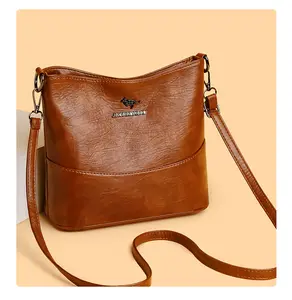 Soft Leather Messenger Pocket Large Capacity Shoulder Bag Simple And Trendy Retro Pocket