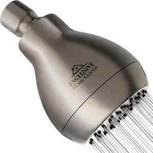 High  Shower  - Brushed Nickel -  Deluxe Bathroom Showerhead with  Spray Stream and Small  Nozzles - Universal Fit Works with High and Low Water Flow Showers-2.5 GPM