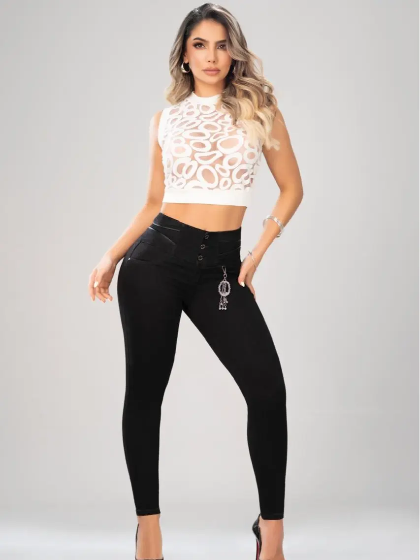 Colombian Jeans Butt Lifting Pants with Abdominal Control Push Up Design Skinny Fit Ref/1109 All Seasons Style Smooth Women's Bottom Fabric Spandex Cotton Trouser - Womenswear