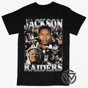 Bo Jackson T-shirt For Men Women, For Fans Unisex Casual Streetswear Top Raiders Football (V2)