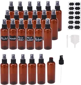 24 Pack 2oz Amber Plastic Spray Bottles For Essential Oils, Perfumes, Cosmetics, Alcohol, Fine Mist Spray Bottle, Mini Travel Bottle, Small Refillable Liquid Containers ﻿