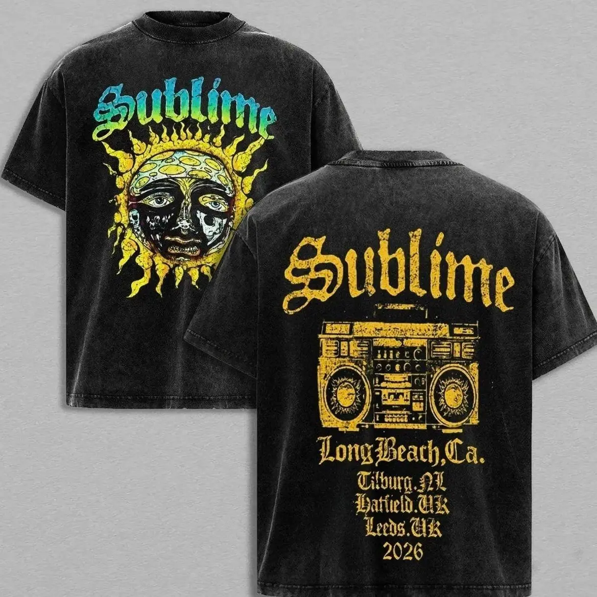 Sublimees x Slightlys Stoopid Tour 2026 Tee Washed – Vintage Heavy Cotton Oversize Unisex Reggae Rock Ska Punk Graphic T-Shirt, Sublime Hoodie & Sweatshirt Retro Surf Streetwear Concert Tour Fan Me P5J CEJ