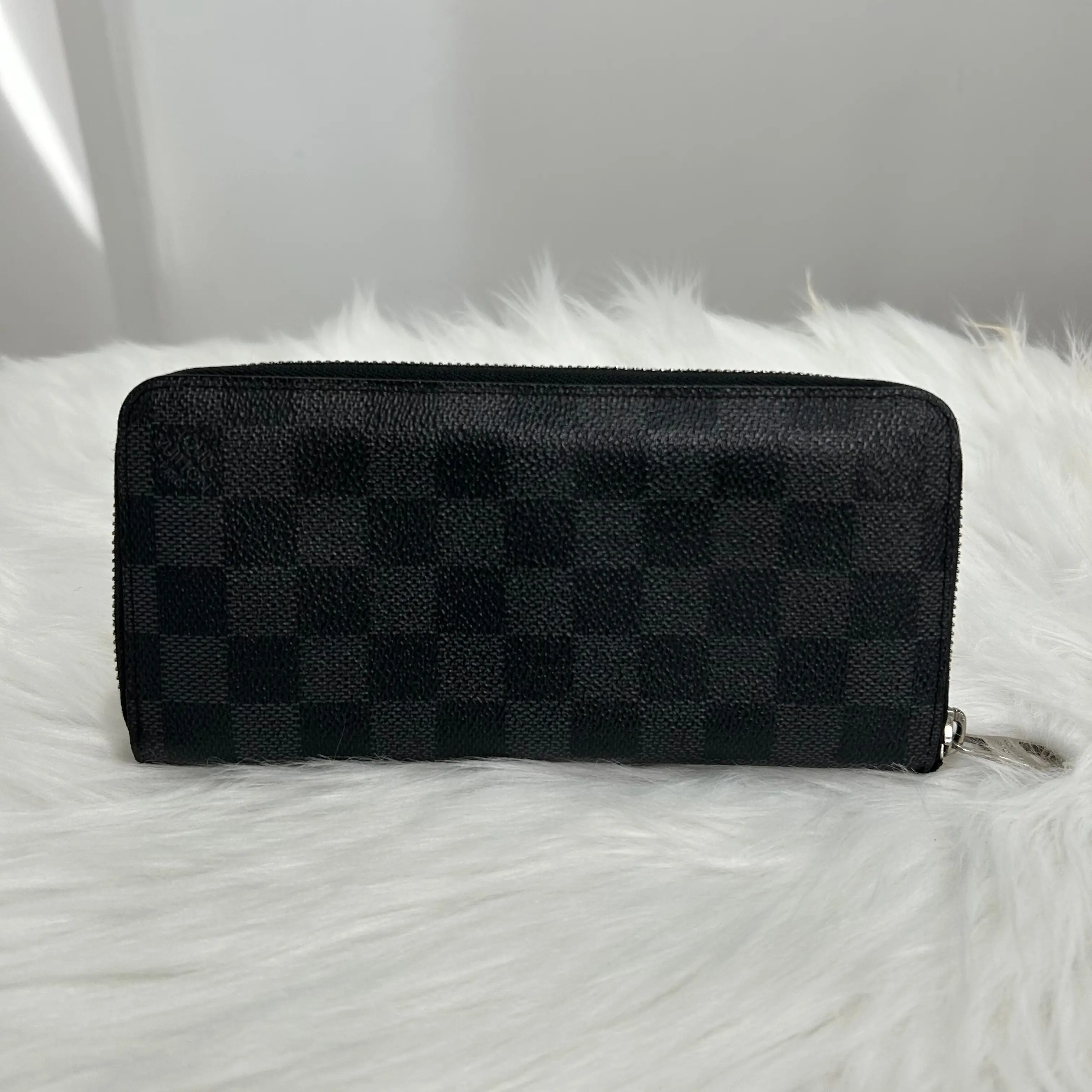 Pre-owned Louis Vuitton Coated Canvas Small Leather Goods Zippy Wallet Vertical Graphite Damier Wallet F8051908