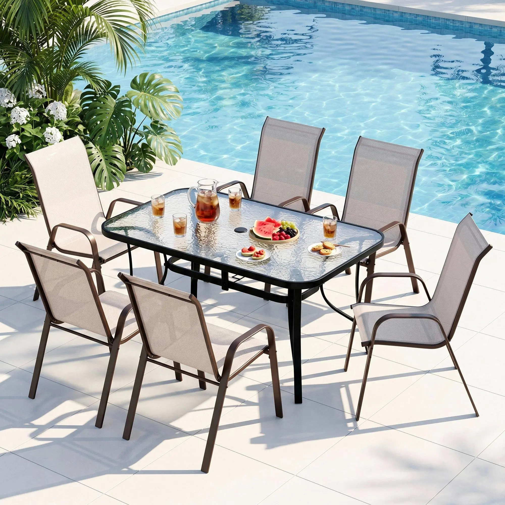 Black Table & Beige Chair