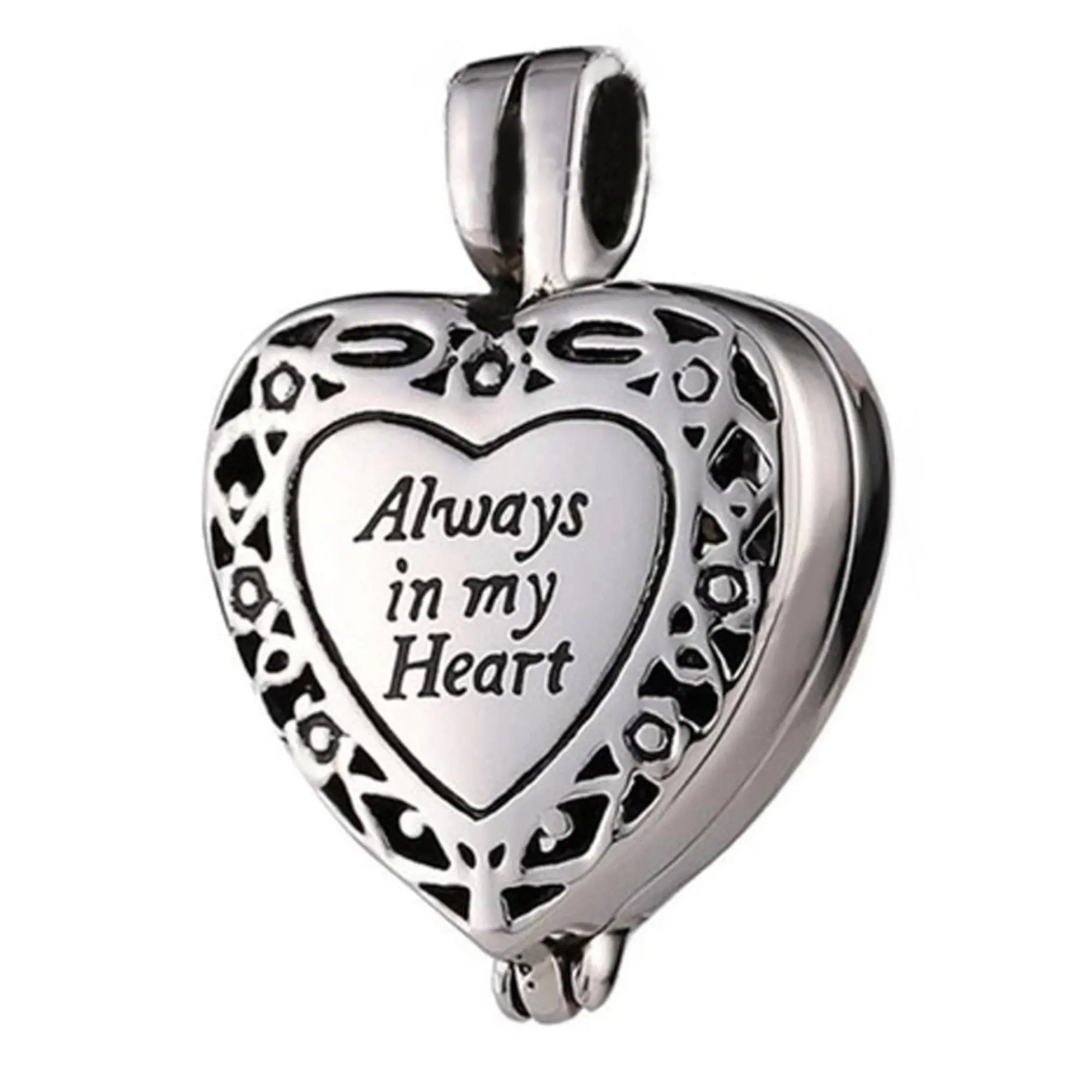 Always In My Heart Cremation/Urn Heart Shaped Locket, Memorial Pendant, Forever Love, Keepsake, Ashes