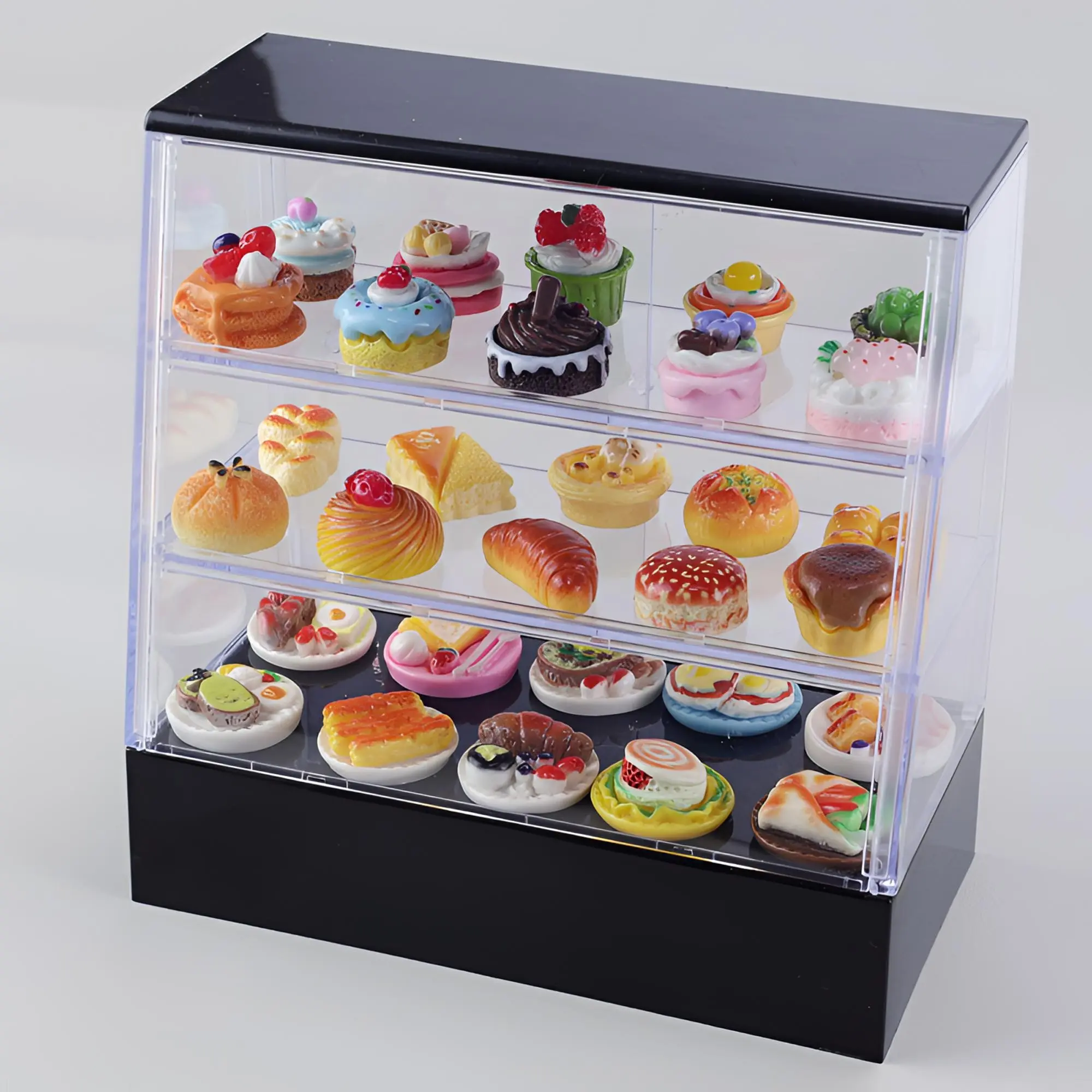 31-Piece Mini Cake Dessert Display Cabinet Set, Play Food Sets, Pretend Play, Creative Desktop Decoration, Cute Miniature Food Models, Artificial Realistic Food Replicas