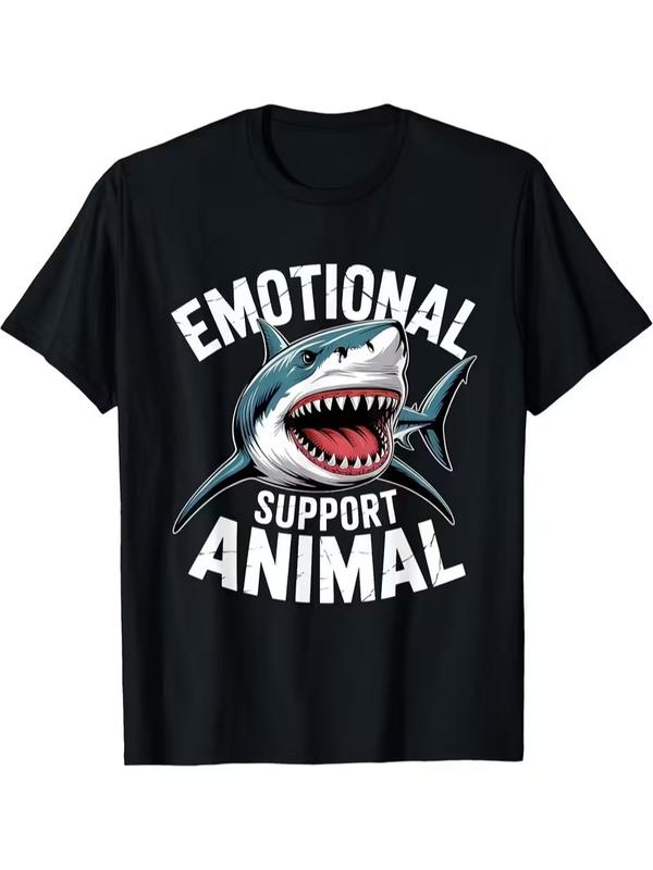 Men's Stylish Casual Menswear T-Shirt - Funny ESA Emotional Support Animal Retro Graphic Top, Soft Comfortable Short Sleeve Apparel for Ocean Lovers, Halloween/Christmas Gifts