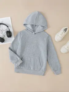 Kids' Winter Plain Fleece Hoodie, Comfortable and Stylish Design for Boys and Girls, Perfect for Fall & Winter Casual Wear